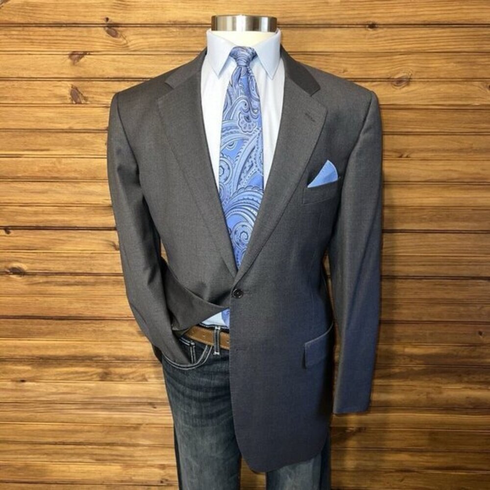 Cremieux Loro Piana Blazer Sport Coat Men 46L Wool Super 160s Casual Jacket Grey